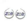 매달린 귀걸이 맞춤형 디자인 유행 메탈 인레이 그리스어 편지 ZOB ZPB Symbl Sevention Society Group Zeta Phi Beta Jewelry