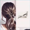 Hairpins Luxury Crystal Jewelry Women Cubic Zircon Metal Hairpins Wedding Ornament Hair Clips Geometric Accessories Christmas Gift 3 Dhhuq