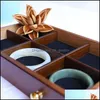 Jewelry Pouches Bags Jewelry Pouches Bags Luxury 4Layer Wooden Organizer Box Mtifunctional Display Earrring Watch Ring Casket For G Dhdxg