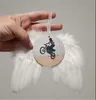 Sublimation Christmas Feather Pendant blanc blanc mdf mdf transfert de Noël décorations de Noël 2,8 pouces de cœur rond Double côté pour sublimation par air a12