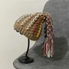 ビーニー/スカルキャップ面白いかつら帽子女性の手で織られたウール秋の冬の性格ヒップホップスタイルエスニックダーティブレードタッセルT221020