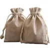 Jewelry Boxes Linen Gift Bags 8x11cm 9x12cm 10x15cm 13x17cm pack of 50 Custom Jute Sack Makeup Drawstring Pouches L221021