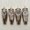 Pendant Necklaces Fashion Natural Crystal Beautiful Carved Cicada Pendants For Jewelry Accessories Making Wholesale 4pcs/lot