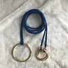 Riemen vrouwen ontwerper gouden ronde metalen cirkel dun leer vastgebonden punk big o ringgordel voor gordel kleding accessoire