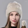 Berets Luxury Winter Hat Women Warm Natural Full Pelt Ball Snow Cap Elegant Female Thick Ski Beanie Hats