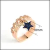 Wedding Rings Wedding Rings Blue Star For Women Cubic Zirconia Rose Gold Color Finger Engagement Female Jewelry Accessories Giftwedd Dhrp8