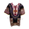 Etniska kl￤der unisex afrikanska toppar f￶r kvinnor dashiki m￤n traditionella tryckkl￤der hippie caftan vintage tribal bazin riche t-shirt