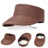 Berets 2022 Women's Summer Hat Foldable Portable Beach Straw Cap Sun Visors Protection Outdoor Sport Fishing Wide Brim Female