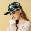 Ball Caps Plaid Baseball Cap Womens Autumn And Winter Hard Top Woolen Warm Hat Fashion British Hats For Woman