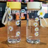 Water Bottles Small Daisy Cute Plastic BPA Free Creative Frosted Bottle With Portable Rope Travel Tea Cup 550ML