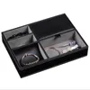 Pochettes à bijoux noir/marron plateau organisateur en cuir table de chevet commode Top Box avec 5 compartiments pour accessoires portefeuille clés de téléphone