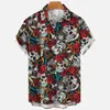 Camisas casuais masculinas Camisa masculina Jack-O-Lantern Skull Print 3D para Men Street Party Short Hawaiian Top