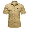 Camicie casual da uomo Camicia cargo da uomo Multi-tasca Outdoor militare Cotone Uomo Abbigliamento da uomo Estate manica corta