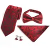 Fashion 8Cm Silk Paisley Bow Pocket Square Cufflinks Tie Set Ties For Man Bussiness Wedding Party Handkerchief Gifts J220816