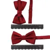 4 PCS Tie Set Solid Bordeaux Navy 8cm Tie Bowtie zakdoek Cufflinks Polyester herenpak Wedding Party Das Accessory J220816