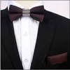 Moda szczupła chusteczka z muszką czerwone wino szczupły mroczny hanky mężczyźni muszka Men Business Wedding Butterfly Zestaw upominkowy J220816