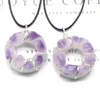 Pendant Necklaces Wholesale4PCS Natural Semi-precious Stones Amethyst Original Stone Round Shape Necklace DIY Charm Jewelry Gift