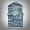 Gilet da uomo Primavera Autunno Vintage Design classico Casual Gilet di jeans Uomo Blu 3 colori Plus Taglia asiatica M-4XL 5XL 6XL