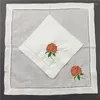 Bow Ties Set Of 12 Fashion Wedding Napkins White Hemstitched Linen Table Napkin With Color Embroidered Floral Dinner 18x18-inch