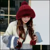 Gorro/caveira tampa de inverno chapéus quentes mulheres tricô lã gordear luxuoso outono lady bonnet corda larga borda fofa bobble 21 3dy g2 gota del dhn75