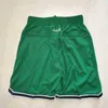 Stitched Team JustDon Pockets Basketball Shorts Mesh Retro Sport MBucks Teal Hip-Pop Pants With Pocket Zipper Sweatpants Football Baseball