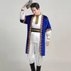 Gli uomini indossano la scena Costumi di danza Abbigliamento Xinjiang Uygur Abbigliamento etnico cinese Festival Abito da spettacolo per feste Spettacolo di cosplay