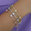 Charm Armband Geometric CZ Star Bar Link Chain Armband Bangle For Women Girl Christmas Lovely Gift Cubic Zirconia High Quality Charming