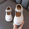 Chaussures Plates Fille Cuir Verni Perle Princesse Mode Simple Enfant Semelle Souple Unique Pour Enfants