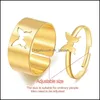 Anillos de boda Anillos de boda Moda Sier Color Mariposa para mujeres Hombres Amante Pareja Conjunto Amistad ajustable Compromiso Anillo abierto Gi Dhqjh