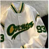 Kvinnorjackor Kvinnor Baseball Uniform Jacket Korean Kpop Chic Vintage Embroidered Letter Women o-hals dragkedja Löst sport