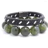 Bracciale rigido in acciaio inossidabile in pelle da uomo gioielli punk nero 58 mm con ciondoli braccialetti di moda -