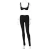 Women's Two Piece Pants Sexy Bra And 2 PCS Sport Set Women Outfits Sleeveless Tank Crop Top Skinny Party Night Club Wear 2022