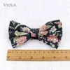 New Flowers Printed Brisk Spring Wedding 65cm Tie Set 100 Cotton WomenMen Butterfly Gift bowtie Handkerchief pocket Square J220816