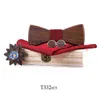 Linbaiway klasyczne drewniane bowtiehandkerchief scufflinki ustawione na męskie garnitury motyl męski drewniany krawat noszący Corbatas akcesorium J220816