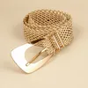 Cinture Cintura da donna firmata Cintura in paglia intrecciata manuale in oro per le donne Cintura con fibbia in metallo irregolare Accessori di abbigliamento