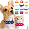 Hundkl￤der 50/100st Pet Dog Apparel Bow Ties Flowers Collar With Shiny Rhinestones Bright Color Small Middle Slips Pets Supplie DHBVF