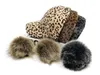 Ball Caps Женщина девочка Leopard Baseball Hat Осень зимняя норка для волос Snapback Pom