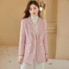 Women's Suits Winter Quilted Thicken Elegant Suit Jackets Women 2022 Autumn Fashion Shiny Tweed Blazer Coats Ladies Casual Work Outwear