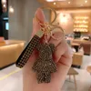 Keychains 5.5cm Creative net red diamond bear keyring lovely lady delicate car pendant bag hanging ornaments accessories 3D key chain designer