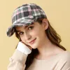 Ball Caps Plaid Baseball Cap Womens Autumn And Winter Hard Top Woolen Warm Hat Fashion British Hats For Woman