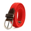 Cinturones Color sólido Señoras Cinturón de lona Mujeres Diseñador Tejido Elástico Pretina Casual Estudiante Punto Hebilla Pin