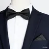 Bow Ties 2022 Marka projektantka Najwyższa jakość czarna bowtie dla mężczyzn pana młodego przyjęcie motylowy Poly -Silk Silk dwuwarstwowy pudełko prezentowe