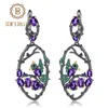 Stud GEM039S BALLET 6 26Ct Natural Amethyst Earrings Jewelry Real 925 Sterling Silver Handmade Bird Drop for Women Wedding 22107025277