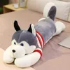 130Cm Énorme Husky Mignon Avec Des Vêtements Remplis De Câlins Doux Animal Chien Oreiller Cadeau De Noël Peluche Pour Ldren Filles Kawaii Présent J220729