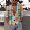 M￤ns avslappnade skjortor Camisa Hawaiana de Manga Larga Para Hombre Con Estampado 3D Estilo Simple Informal Solapa 2022