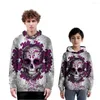 Men's Hoodies 2022 Halloween Skull Trend Parent-child Wear 3D Print Children's Students Autumn And Winter Hooded Sweater Thin Fleece