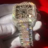 Carier Rose BP Factory Uhr Gold Moissanit Gemischt Silber Skelett Diamanten Quadratische Uhren Bestehen Test Quarzwerk Top Herren Luxus Full Iced Out Saphiruhren mit