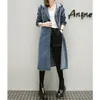 Women's Trench Coats Women Autumn Long Sleeve Large Size 3xl 4xl 5xl Denim Windbreaker Female Overcoat Hooded Blue Coat Streetwear