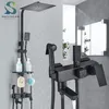 Bathroom Shower Heads Brass Faucets Mixer Crane Bidet Faucet Rainfall Set Spray With Shelf BlackChrome 221021