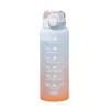 Water Bottles 1 Liter Bottle With Time Scale Fitness Outdoor Sports Straw Frosted Leakproof Motivational Sport Cups266y